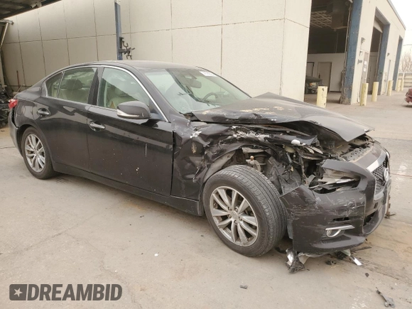 2014 Infiniti Q50 Sport with VIN JN1BV7AP4EM684889, listed as a Copart auction lot 47760535 with 83,528 mi miles and Salvage Title. Bid and sale history available at DreamBid. Image 4.