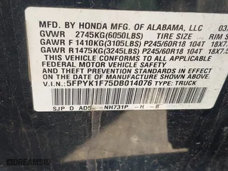 2013 Honda Ridgeline Sport with VIN 5FPYK1F75DB014076, listed as a IAAI auction lot 42022901 with 178,846 mi miles. Bid and sale history available at carsss.com. Image 9.