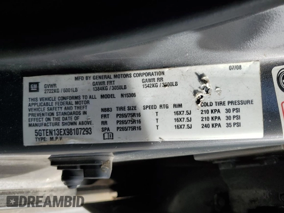 2009 Hummer H3 Adventure с VIN 5GTEN13EX98107293, выставлен на аукционе Copart как лот 41913914 с пробегом 118 053 миль миль и На запчасти • Non repairable. История ставок и продаж доступна на DreamBid. Изображение 14.