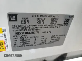 2014 GMC Acadia Denali with VIN 1GKKVTKD7EJ357774, listed as a Copart auction lot 52518175 with Not Provided miles and Salvage Title. Bid and sale history available at carsss.com. Image 13.
