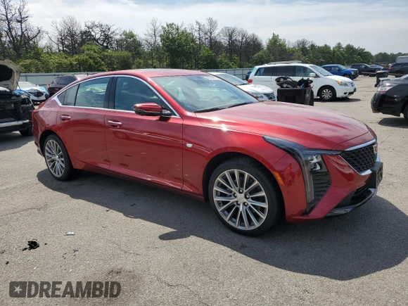 2025 Cadillac CT5 Premium Luxury with VIN 1G6DS5RKXS0109892, listed as a Copart auction lot 61814765 with 1,403 mi miles and Salvage title. Bid and sale history available at DreamBid. Image 4.