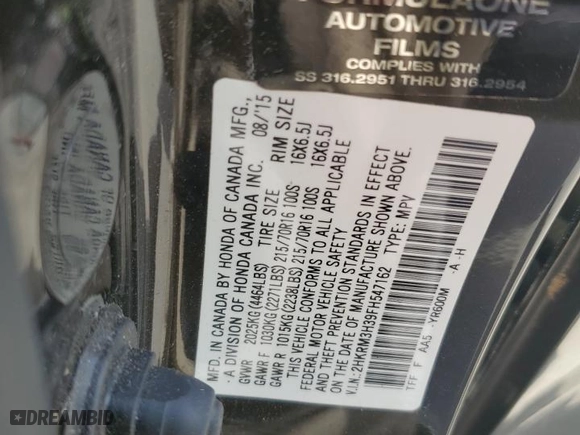 2015 Honda CR-V LX with VIN 2HKRM3H39FH547162, listed as a Copart auction lot 49748605 with 77,273 mi miles and Salvage Title. Bid and sale history available at carsss.com. Image 14.