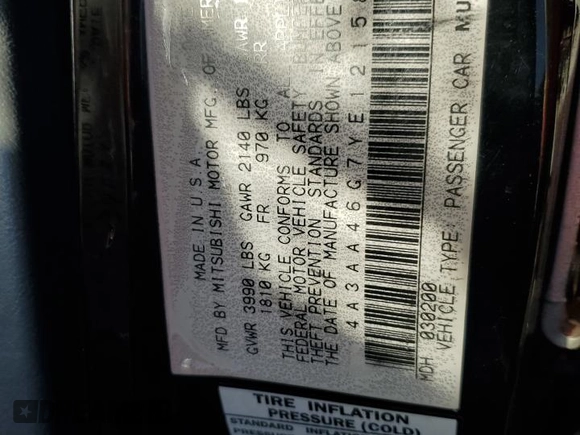 2000 Mitsubishi Galant ES with VIN 4A3AA46G7YE121584, listed as a Copart auction lot 73780824 with 0 mi miles and Salvage Title. Bid and sale history available at carsss.com. Image 12.