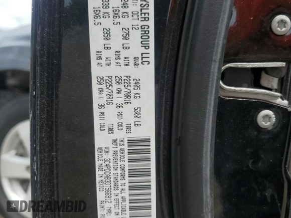 2013 Dodge Journey American Value with VIN 3C4PDCAB3DT566912, listed as a Copart auction lot 55327105 with 161,293 mi miles and Salvage title. Bid and sale history available at DreamBid. Image 14.