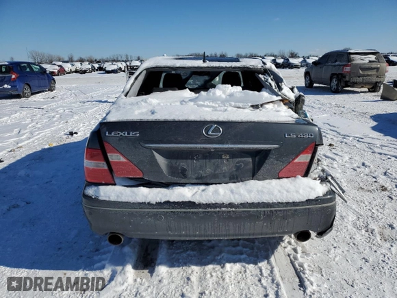 2005 Lexus LS 430 with VIN JTHBN36F255012926, listed as a Copart auction lot 45208135 with 197,570 mi miles and Salvage Title. Bid and sale history available at carsss.com. Image 6.