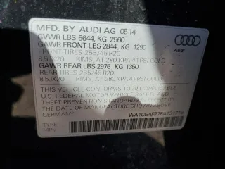2014 Audi SQ5 Premium Plus with VIN WA1CGAFP7EA131716, listed as a Copart auction lot 46119135 with 141,228 mi miles and Clean Title. Bid and sale history available at carsss.com. Image 12.
