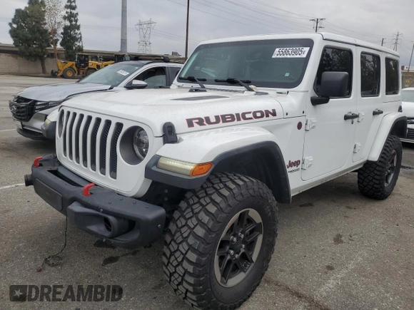 2018 Jeep Wrangler Unlimited Rubicon z VIN 1C4HJXFGXJW258554, wystawiony jako Copart lot #55863905 z przebiegiem 60 492 mil mil oraz Szkoda całkowita • Salvage title. Historia ofert i sprzedaży dostępna na DreamBid. Obrazek 1.