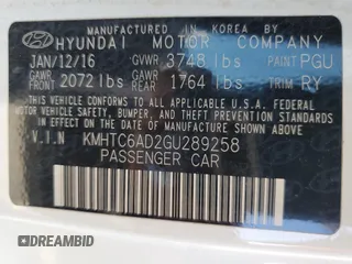 2016 Hyundai Veloster with VIN KMHTC6AD2GU289258, listed as a Copart auction lot 65821443 with 64,420 mi miles. Bid and sale history available at carsss.com. Image 13.