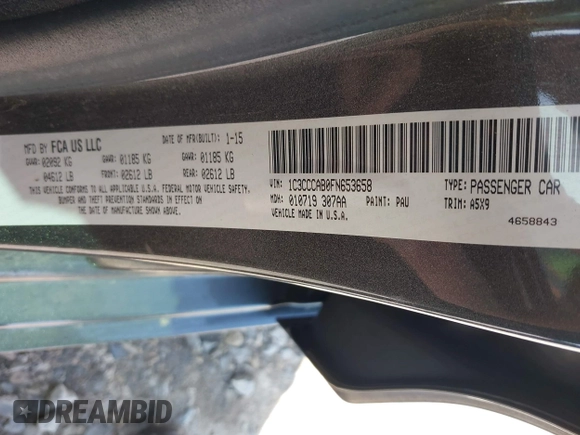 2015 Chrysler 200 Limited z VIN 1C3CCCAB0FN653658, wystawiony jako IAAI lot #42077091 z przebiegiem 151 691 mil mil oraz . Historia ofert i sprzedaży dostępna na DreamBid. Obrazek 9.