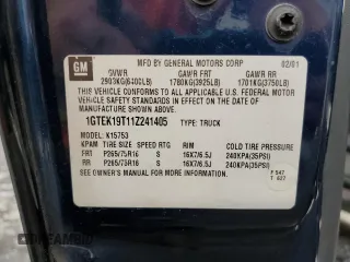 2001 GMC Sierra 1500 SLE z VIN 1GTEK19T11Z241405, wystawiony jako Copart lot #67396344 z przebiegiem 136 051 mil mil oraz Szkoda całkowita • Salvage title. Historia ofert i sprzedaży dostępna na DreamBid. Obrazek 12.
