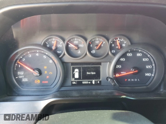 2020 Chevrolet Silverado 1500 Custom with VIN 3GCPWBEK9LG336880, listed as a Copart auction lot 48061365 with 92,820 mi miles and Salvage Title. Bid and sale history available at carsss.com. Image 9.