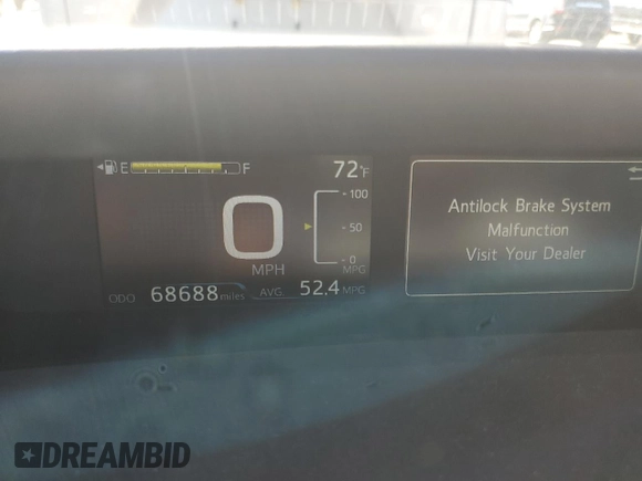 2018 Toyota Prius Two with VIN JTDKBRFU1J3073217, listed as a Copart auction lot 52007715 with 68,688 mi miles and Salvage Title. Bid and sale history available at DreamBid. Image 9.