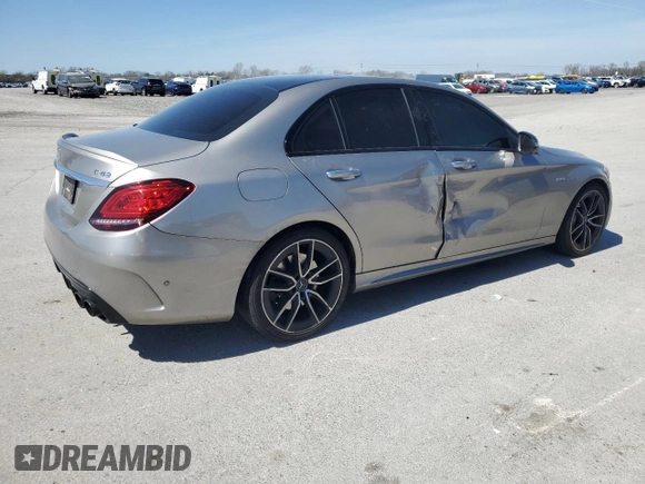 2019 Mercedes-Benz C 43 AMG with VIN 55SWF6EB7KU309344, listed as a Copart auction lot 50635725 with 64,153 mi miles and Salvage title. Bid and sale history available at DreamBid. Image 3.