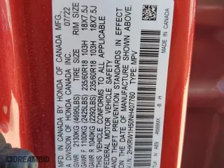 2022 Honda CR-V EX with VIN 2HKRW1H50NH407760, listed as a Copart auction lot 74529374 with 41,212 mi miles and Salvage Title. Bid and sale history available at carsss.com. Image 16.