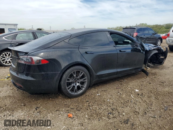 2021 Tesla Model S Plaid with VIN 5YJSA1E6XMF456295, listed as a Copart auction lot 55877025 with Not provided miles and Salvage title. Bid and sale history available at DreamBid. Image 3.