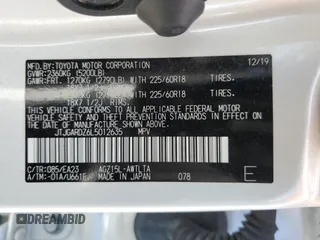 2020 Lexus NX 300 with VIN JTJGARDZ6L5012635, listed as a Copart auction lot 54263575 with 69,077 mi miles and Salvage Title. Bid and sale history available at DreamBid. Image 14.
