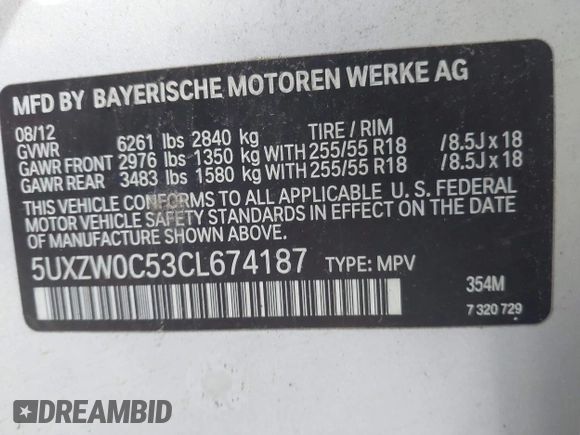 2012 BMW X5 35d z VIN 5UXZW0C53CL674187, wystawiony jako IAAI lot #42274931 z przebiegiem 272 642 mil mil oraz . Historia ofert i sprzedaży dostępna na DreamBid. Obrazek 9.
