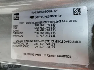 2023 GMC Yukon XL SLT with VIN 1GKS2GKD2PR337100, listed as a Copart auction lot 76396034 with 14,034 mi miles and Salvage Title. Bid and sale history available at carsss.com. Image 13.