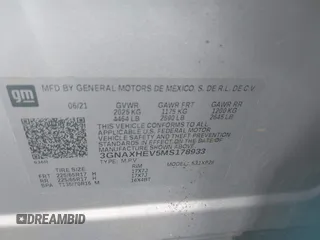 2021 Chevrolet Equinox with VIN 3GNAXHEV5MS178933, listed as a IAAI auction lot 41866695 with 50,000 mi miles and . Bid and sale history available at DreamBid. Image 9.