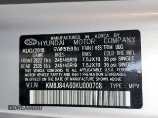 2019 Hyundai NEXO Limited z VIN KM8J84A60KU000708, wystawiony jako Copart lot #48310065 z przebiegiem 26 702 mil mil oraz Szkoda całkowita • Salvage title. Historia ofert i sprzedaży dostępna na DreamBid. Obrazek 15.