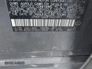 2015 Lexus IS 250 with VIN JTHCF1D23F5021657, listed as a IAAI auction lot 41452874 with 65,613 mi miles and . Bid and sale history available at DreamBid. Image 9.