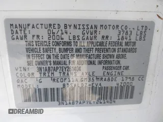 2014 Nissan Sentra SR with VIN 3N1AB7AP7EY261404, listed as a IAAI auction lot 42081926 with 170,567 mi miles and . Bid and sale history available at DreamBid. Image 9.