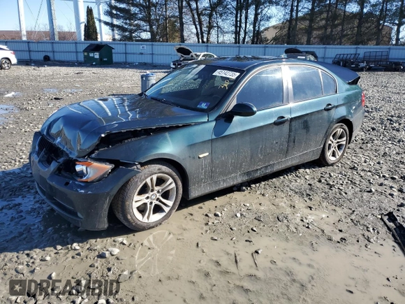 2008 BMW 3 Series 328xi with VIN WBAVC73558KX91670, listed as a Copart auction lot 45142735 with 0 mi miles and Salvage Title. Bid and sale history available at carsss.com. Image 1.