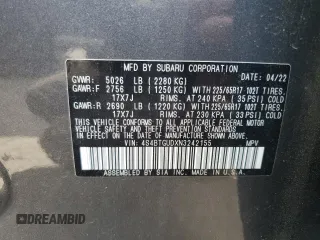 2022 Subaru Outback Wilderness with VIN 4S4BTGUDXN3242155, listed as a Copart auction lot 47000645 with 44,622 mi miles and Salvage Title. Bid and sale history available at DreamBid. Image 13.