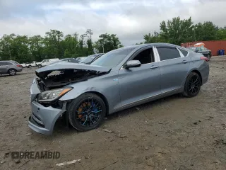2015 Hyundai Genesis 3.8L z VIN KMHGN4JE1FU033474, wystawiony jako Copart lot #58762885 z przebiegiem 98 029 mil mil oraz Szkoda całkowita • Salvage title. Historia ofert i sprzedaży dostępna na DreamBid. Obrazek 1.