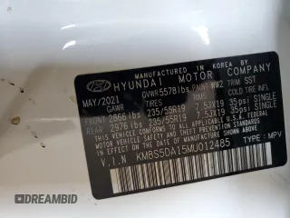 2021 Hyundai Santa Fe Hybrid Limited with VIN KM8S5DA15MU012485, listed as a Copart auction lot 59092344 with 30,948 mi miles and Salvage Title. Bid and sale history available at carsss.com. Image 16.