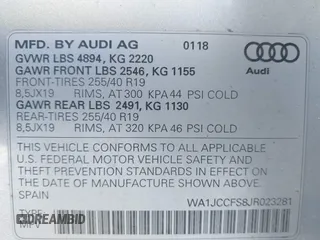 2018 Audi Q3 Premium Plus z VIN WA1JCCFS8JR023281, wystawiony jako IAAI lot #42071289 z przebiegiem 71 335 mil mil oraz . Historia ofert i sprzedaży dostępna na DreamBid. Obrazek 9.