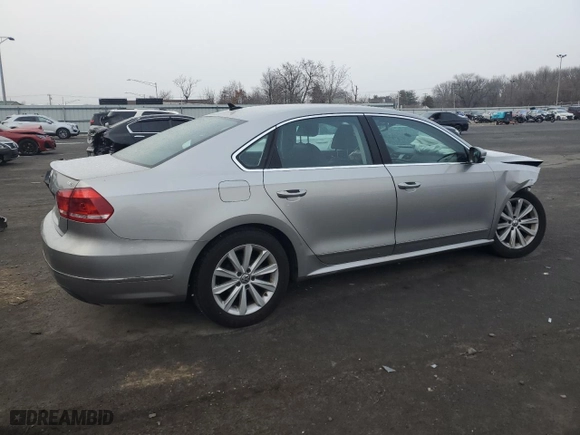 2013 Volkswagen Passat SEL Premium with VIN 1VWCP7A33DC078266, listed as a Copart auction lot 88901625 with 0 mi miles and Salvage Title. Bid and sale history available at carsss.com. Image 3.