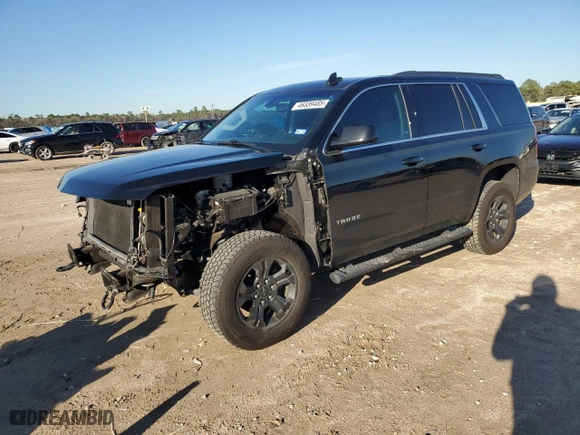 2019 Chevrolet Tahoe LS with VIN 1GNSCAKC3KR368076, listed as a Copart auction lot 46339485 with 77,963 mi miles and Salvage Title. Bid and sale history available at carsss.com. Image 1.
