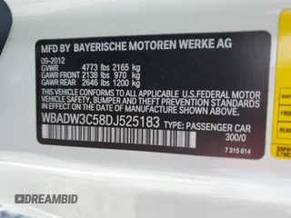 2013 BMW 3 Series 328i z VIN WBADW3C58DJ525183, wystawiony jako Copart lot #54215945 z przebiegiem 63 946 mil mil oraz Szkoda całkowita • Salvage title. Historia ofert i sprzedaży dostępna na DreamBid. Obrazek 12.