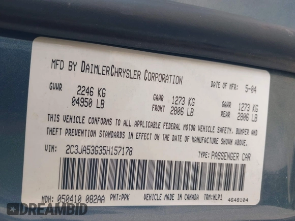 2005 Chrysler 300 with VIN 2C3JA53G35H157178, listed as a IAAI auction lot 41849007 with 149,247 mi miles. Bid and sale history available at carsss.com. Image 9.
