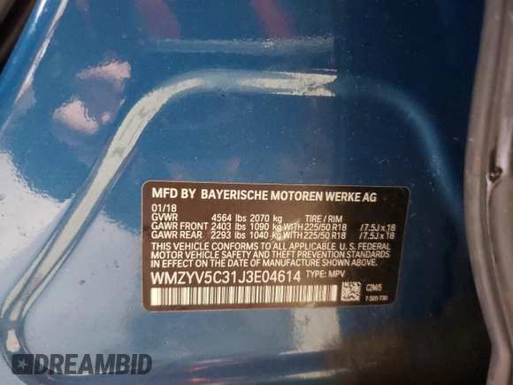 2018 MINI Countryman Cooper с VIN WMZYV5C31J3E04614, выставлен на аукционе Copart как лот 57802375 с пробегом 121 302 миль миль и Списание • Salvage title. История ставок и продаж доступна на DreamBid. Изображение 13.