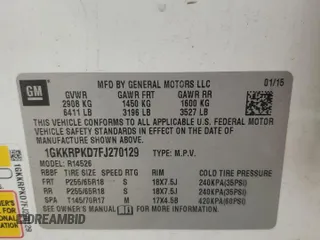 2015 GMC Acadia SLE with VIN 1GKKRPKD7FJ270129, listed as a Copart auction lot 69282064 with Not provided miles and Salvage title. Bid and sale history available at DreamBid. Image 14.
