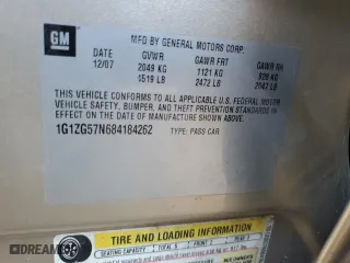2008 Chevrolet Malibu LS w/1FL with VIN 1G1ZG57N684184262, listed as a Copart auction lot 55315814 with 0 mi miles and Salvage Title. Bid and sale history available at carsss.com. Image 13.