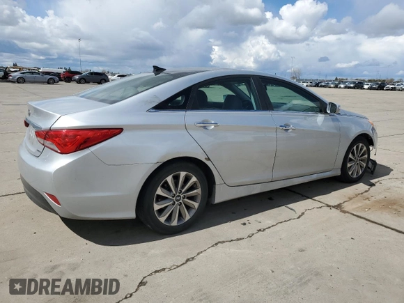 2014 Hyundai Sonata SE with VIN 5NPEC4AC4EH897489, listed as a Copart auction lot 49184125 with 95,840 mi miles and Salvage Title. Bid and sale history available at DreamBid. Image 3.