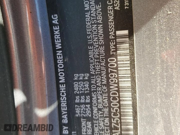 2012 BMW 6 Series z VIN WBALZ5C50CDW99700, wystawiony jako Copart lot #54983705 z przebiegiem Nie podano mil oraz Czysty tytuł • Clean title. Historia ofert i sprzedaży dostępna na DreamBid. Obrazek 12.