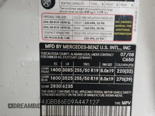 2009 Mercedes-Benz M 350 with VIN 4JGBB86E09A447127, listed as a Copart auction lot 44745175 with 150,012 mi miles and Salvage Title. Bid and sale history available at carsss.com. Image 12.