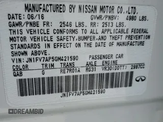 2016 Infiniti Q50 Red Sport 400 with VIN JN1FV7AP5GM421590, listed as a Copart auction lot 56732325 with Not provided miles and Salvage title. Bid and sale history available at DreamBid. Image 12.