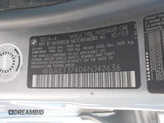 2004 BMW 3 Series 325i z VIN WBAET37404NJ42636, wystawiony jako IAAI lot #42312477 z przebiegiem 201 849 mil mil oraz . Historia ofert i sprzedaży dostępna na DreamBid. Obrazek 9.
