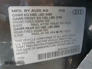2023 Audi Q5 Sportback S line Prestige with VIN WA16AAFY2P2190953, listed as a Copart auction lot 67309704 with Not provided miles and Salvage title. Bid and sale history available at DreamBid. Image 14.