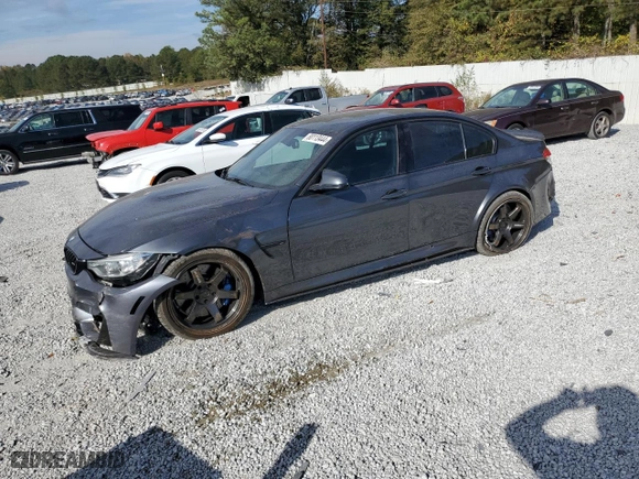 2015 BMW M3 with VIN WBS3C9C52FP805216, listed as a Copart auction lot 80113444 with 143,715 mi miles and Salvage Title. Bid and sale history available at carsss.com. Image 1.