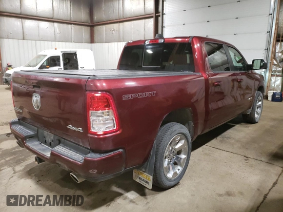 2021 Ram 1500 Big Horn with VIN 1C6SRFFTXMN804714, listed as a Copart auction lot 59614725 with 76,219 mi miles and Clean title. Bid and sale history available at DreamBid. Image 3.