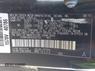 2013 Toyota Sienna LE AAS with VIN 5TDKK3DCXDS287357, listed as a IAAI auction lot 41172499 with 243,950 mi miles and . Bid and sale history available at DreamBid. Image 9.