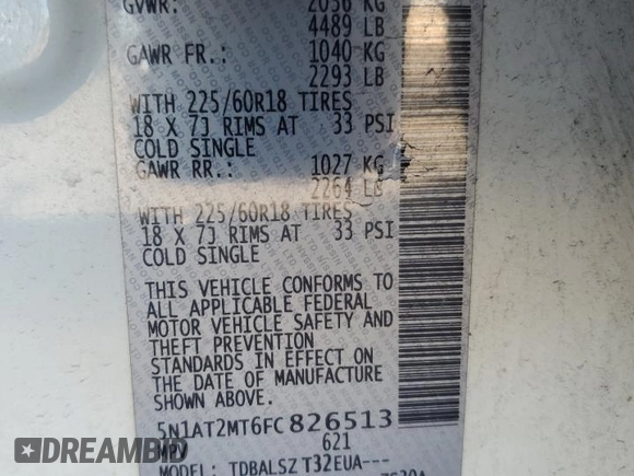 2015 Nissan Rogue SL with VIN 5N1AT2MT6FC826513, listed as a Copart auction lot 49282375 with 178,994 mi miles and Salvage Title. Bid and sale history available at carsss.com. Image 16.
