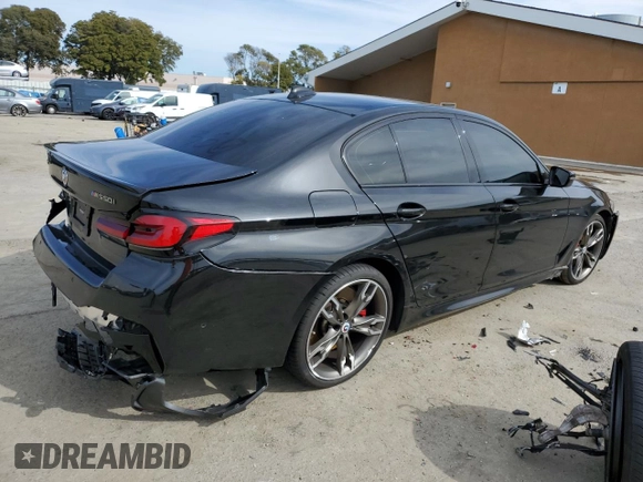 2023 BMW 5 Series M550i xDrive with VIN WBA13BK0XPCM98878, listed as a Copart auction lot 45580685 with 10,866 mi miles and Salvage title. Bid and sale history available at DreamBid. Image 3.