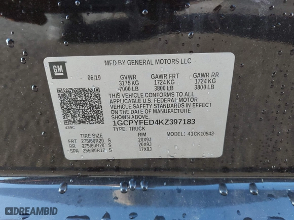 2019 Chevrolet Silverado 1500 LT Trail Boss with VIN 1GCPYFED4KZ397183, listed as a IAAI auction lot 41916320 with 1 mi miles. Bid and sale history available at carsss.com. Image 9.